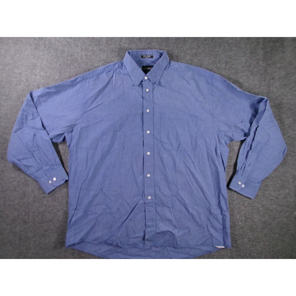 Kasper Dress Shirt Mens 17 Blue Button Up Classic Casual Preppy Office Work